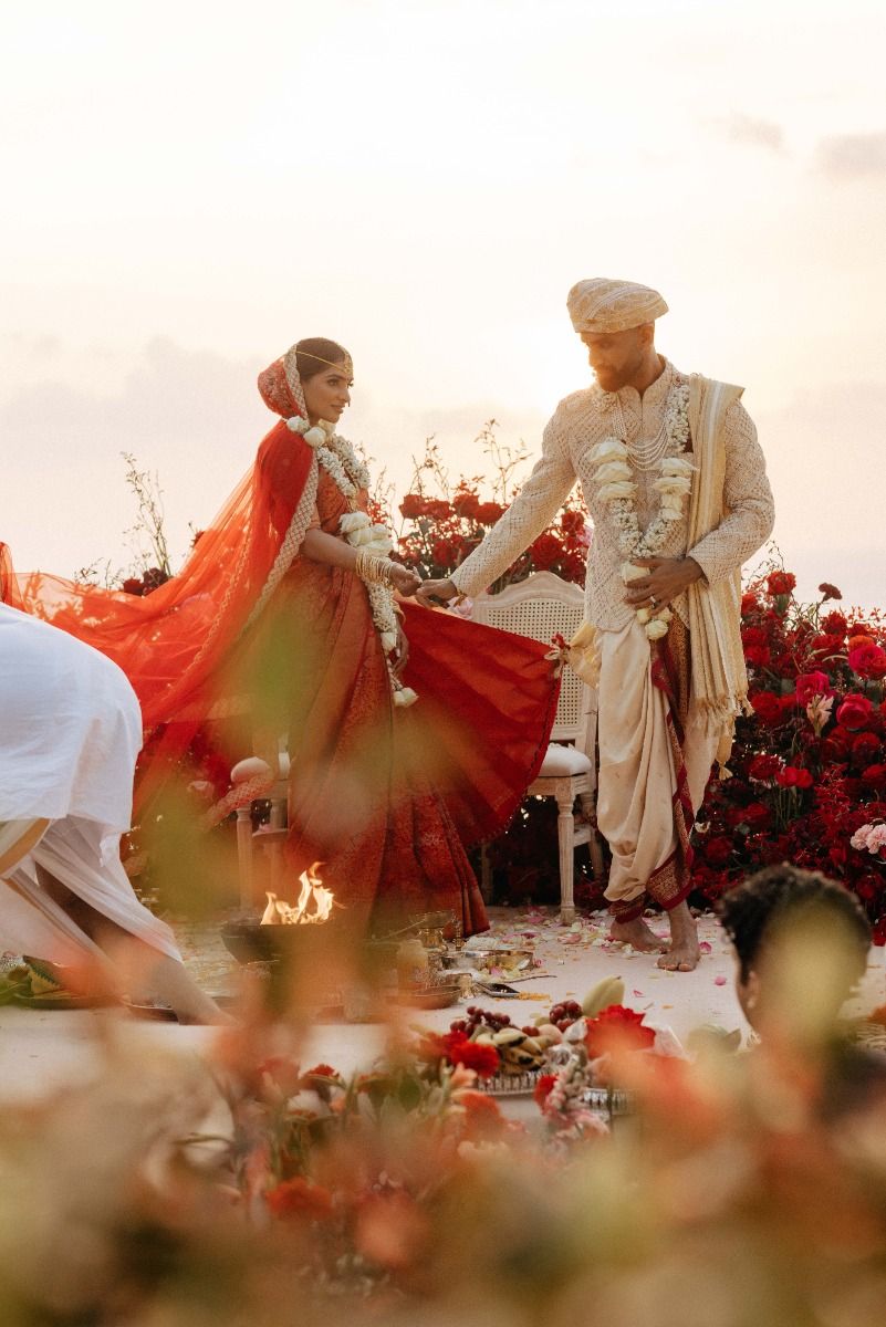 Wedding ceremony at sunset